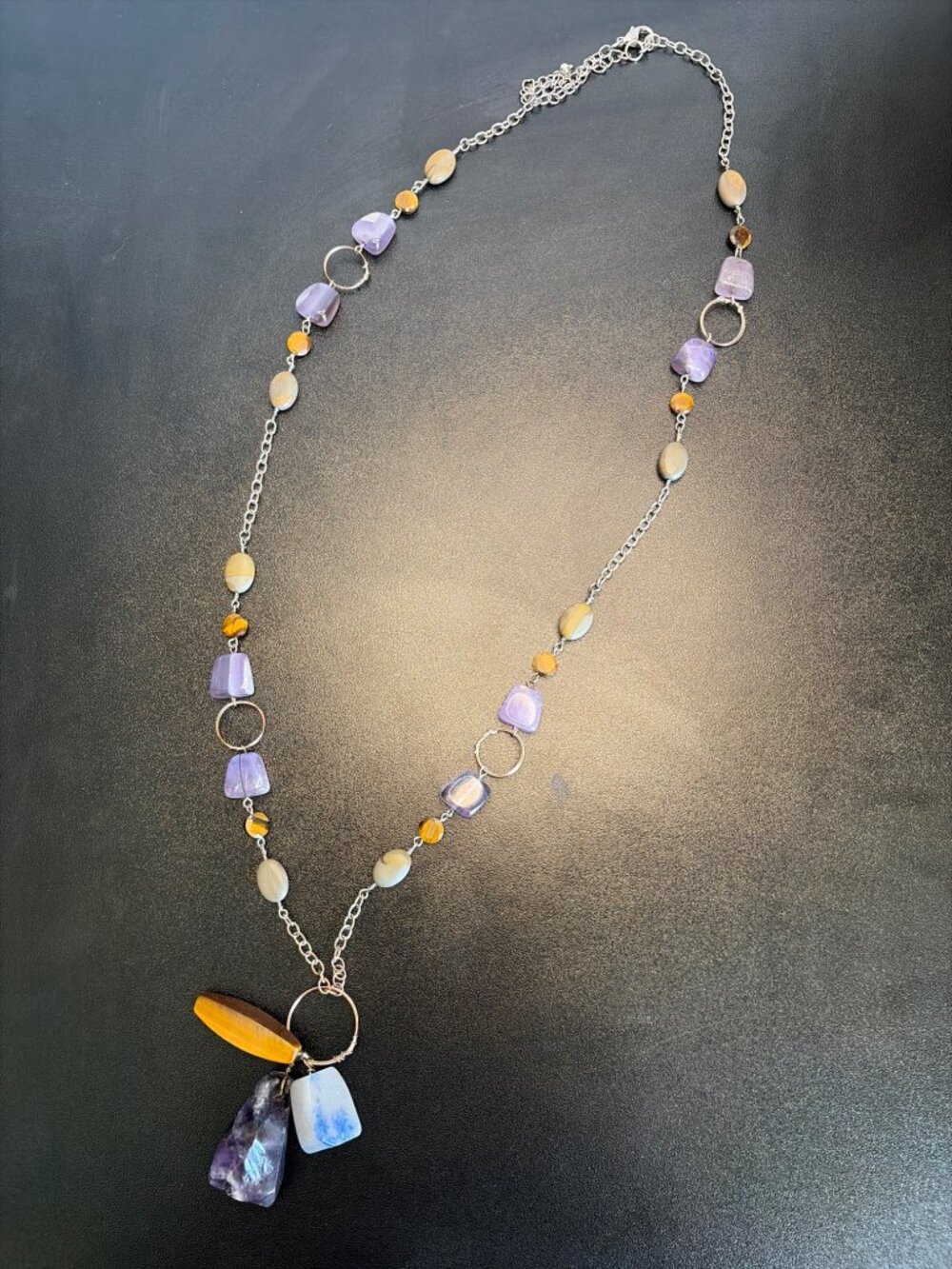 Y2K Purple Pendant Statement Necklace Boho Vintage Style